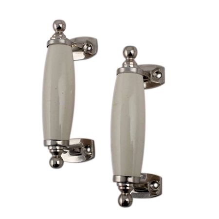 Cream Small Ceramic Silver Door Handles
